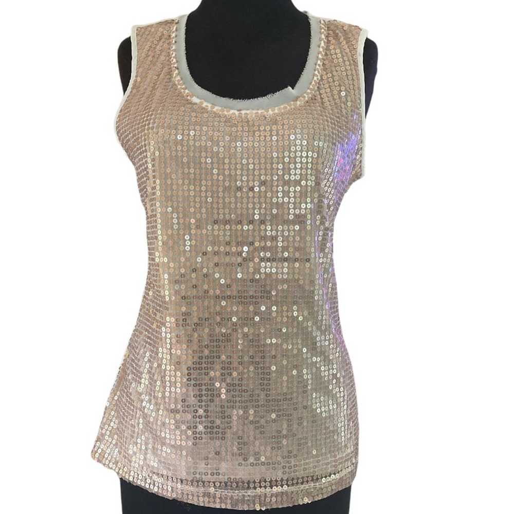 WORTHINGTON Gold Sequin Tank Perfect for Layering- Size Med